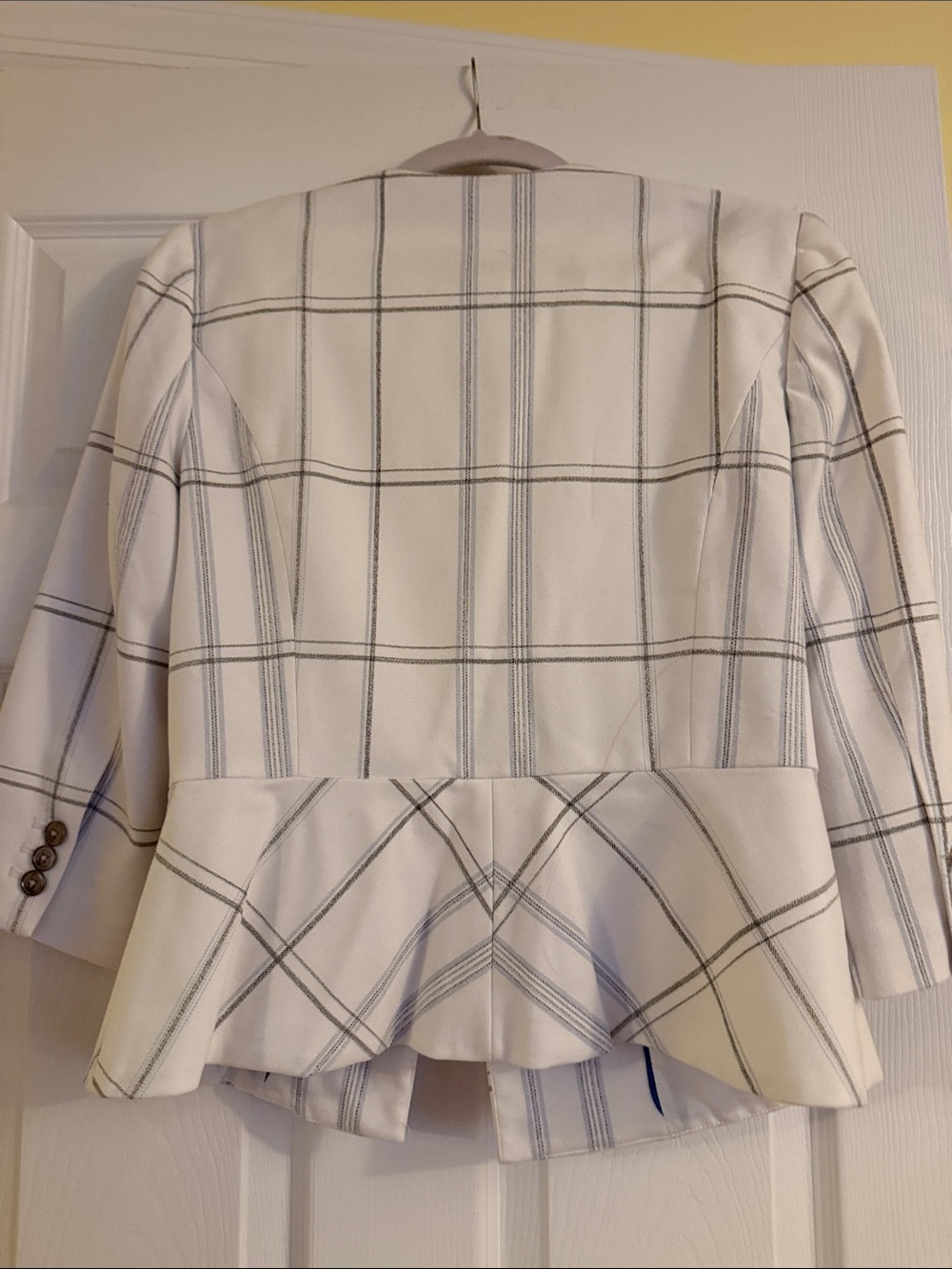 White House Black Market White Blazer with Gray Windowpane - Picture 3 of 3